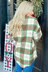 Tartan Plaid Flannel Button Front Patch Pocket Drop Shoulder Shacket